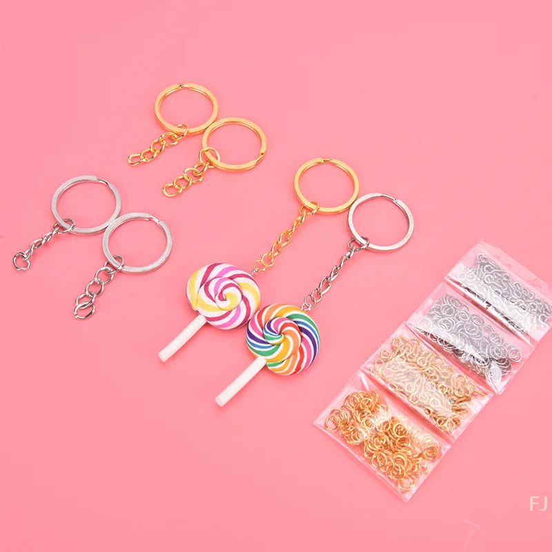 [YU] 1 세트 열쇠 고리 체인 점프 링 나사 눈 핀 수지 DIY 공예품 세트