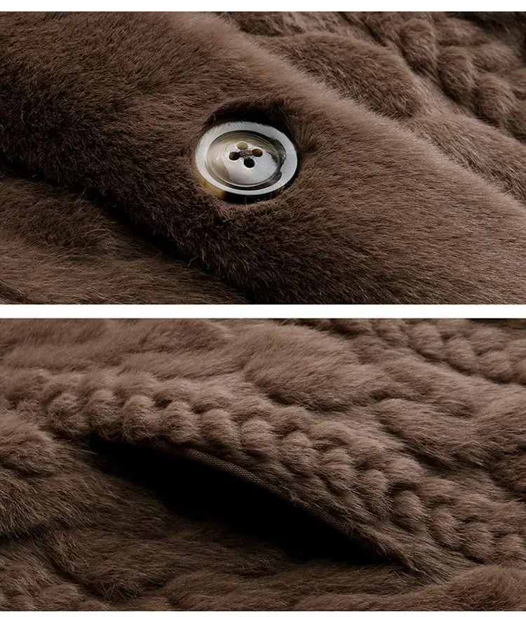 Cardigan de pele feminino engrossado long2025primavera e outono com decote em v jaqueta feminina solta simples lazer com botões casaco de pele do falso vison