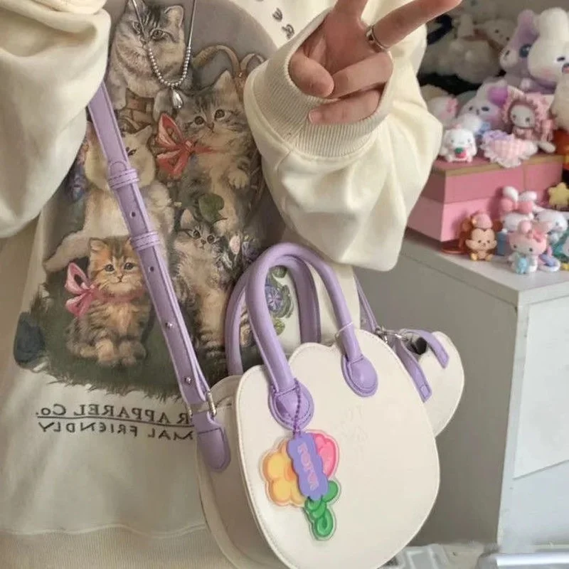 Xiuya Kawaii Summer Crossbody Bag for Women Korea Cute Sweet Handbags Student Party 2022 Fashion Cream Coin Purse Bolso Mujer