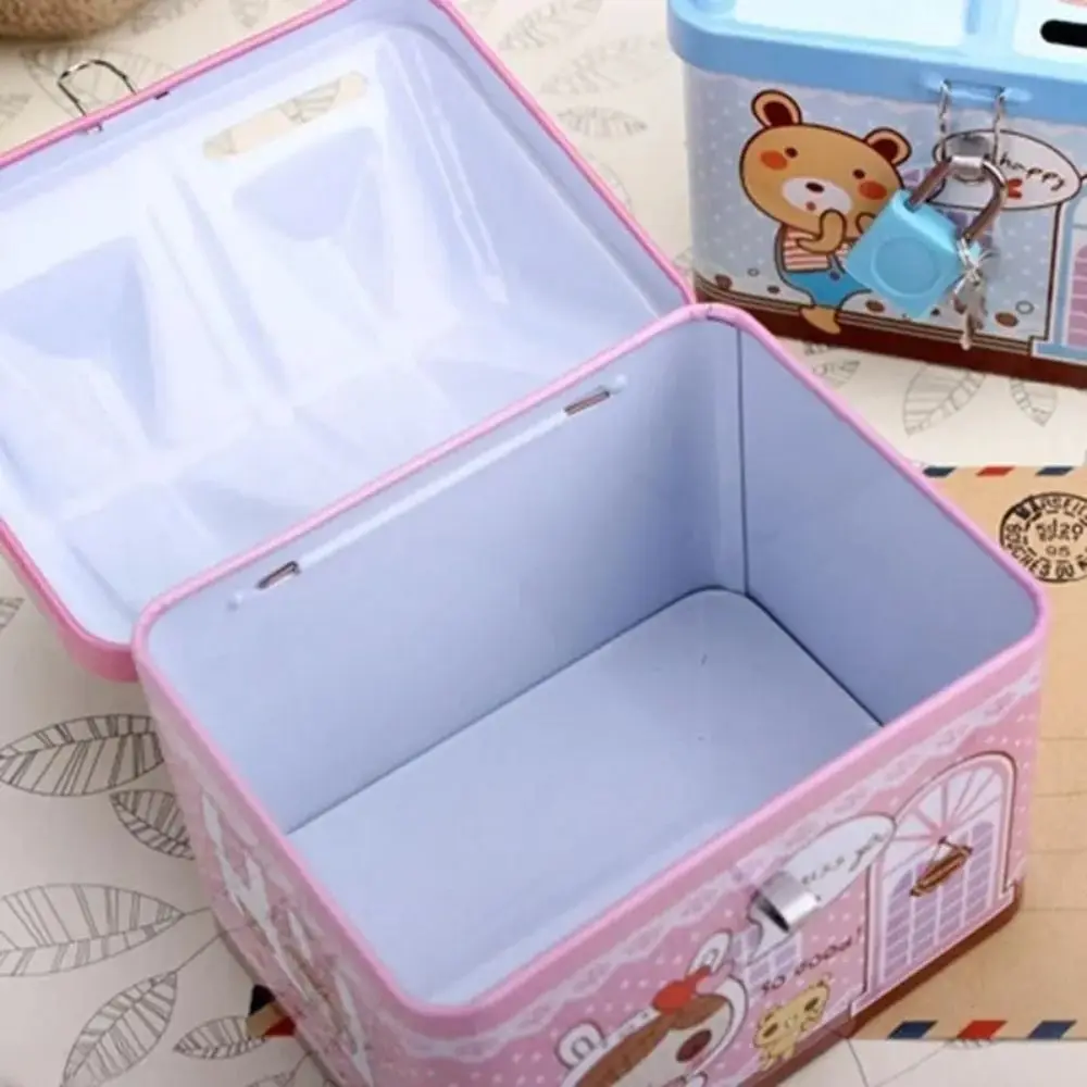 Tirelire en métal en forme de maison avec serrure à clé, boîte à monnaie créative, coffre-fort à pièces mignon, cadeau de Noël