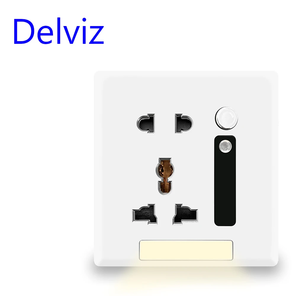 Delviz LED induction Night Light, PC Panel No logo, AC 110V~250V, Electric plug universal socket, UK standard wall power socket