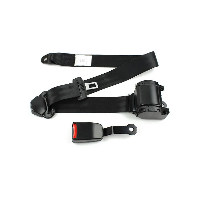 Black Color Polyester Three Point FEB003E Automatically Locking Car Seat Safety Belt Metal Strap Buckle