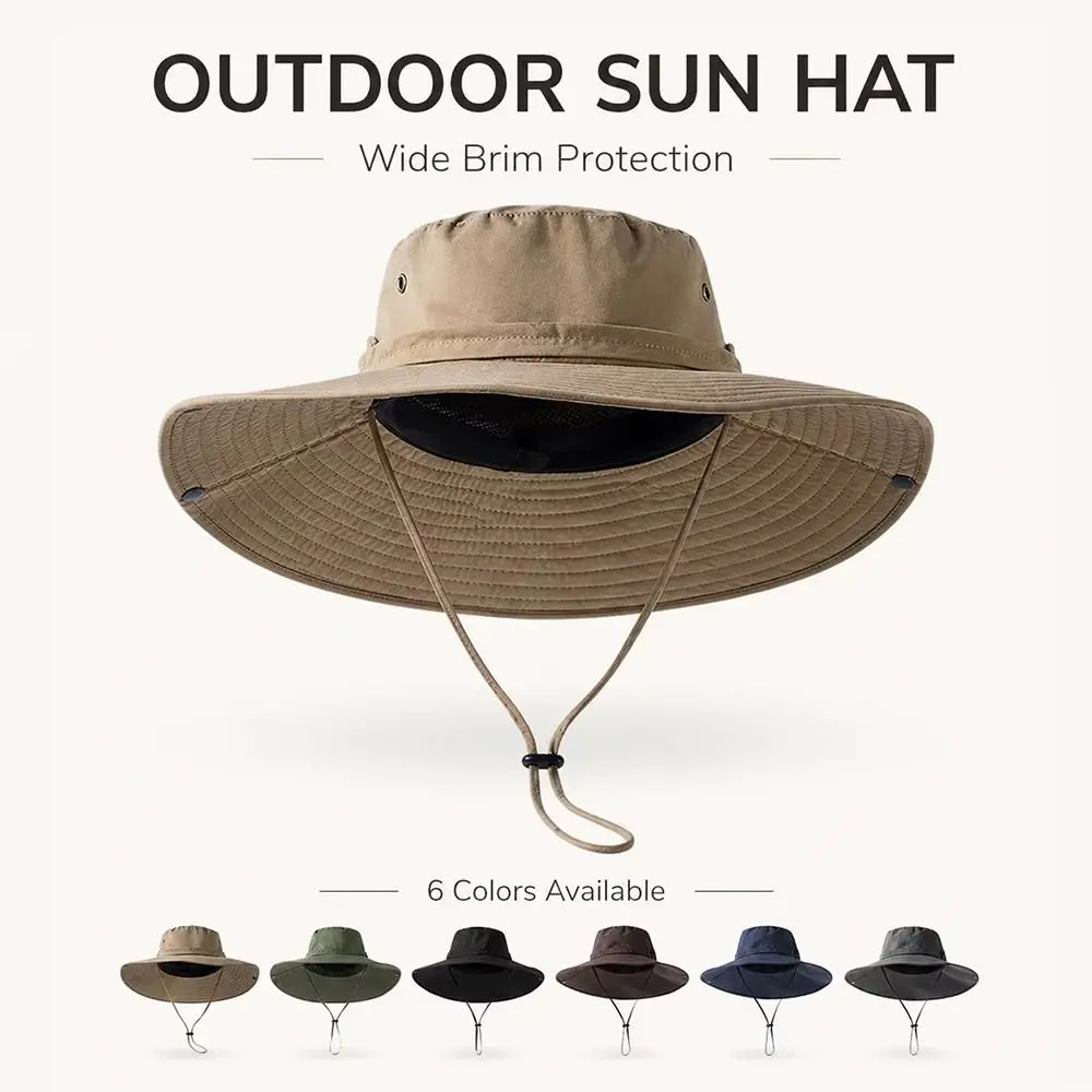 Fashion Summer Sun Hat UV Protection Wide Brim Bucket Hat Breathable Portable Fishing Cap Mountaineering