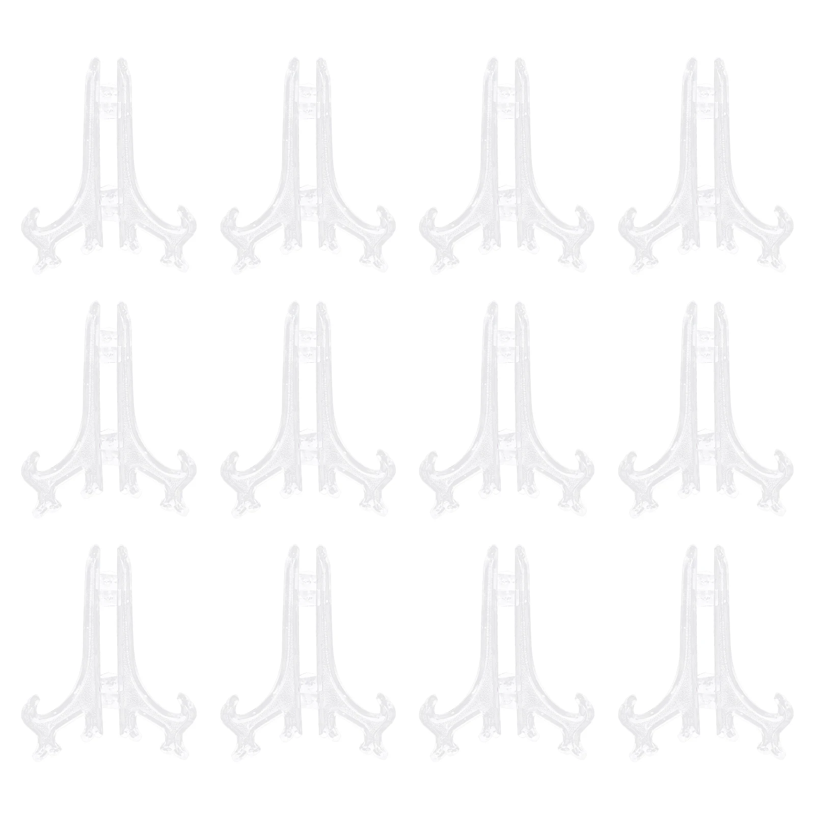 

12pcs Clear Plastic Plate Display Stand Easel Rack ganizer Storage Holder Plates Picture Frames Kitchen Hotel