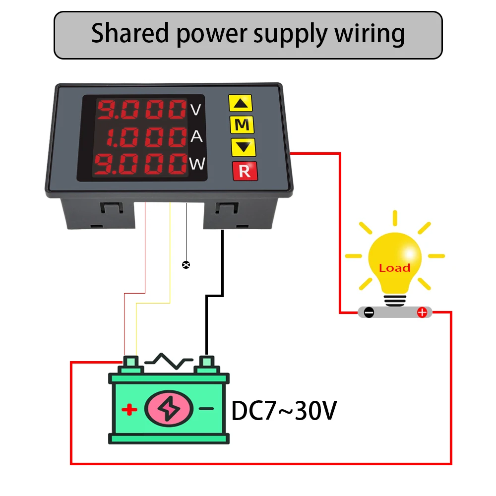 Bm730 DC0-100V 10a led voltímetro digital amperímetro tensão atual wattímetro medidor volt detector testador monitor painel com alarme