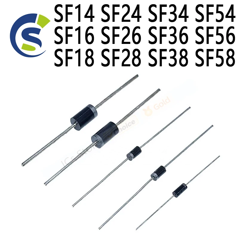 20PCS New and Original Ultra Fast Recovery Diode DO-27 SF14 SF24 SF34 SF54 SF16 SF26 SF36 SF56 SF18 SF28 SF38 SF58