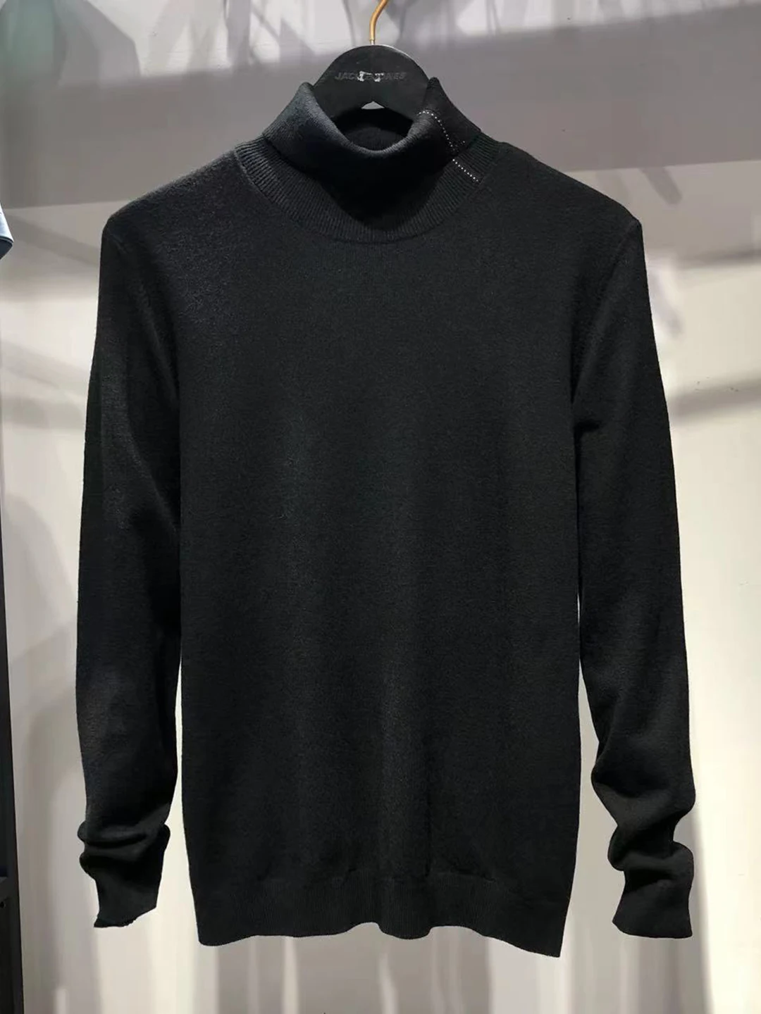 

Men's High Ne Knitted Wool Sweater Autumn Winter Sle Soft Wool Blend Casual Comfortable Long Sve Top Bla