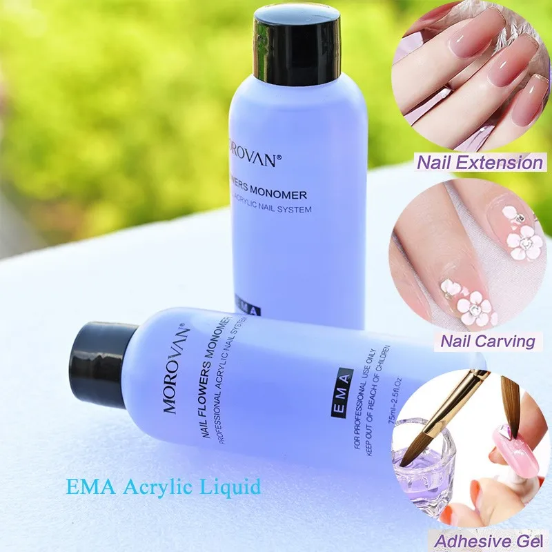 1 Flasche 75 ml EMA Acryl-Flüssigkeitsmonomer Nail Art Carving Extension für Acrylpulver Maniküre Builder Tips Acryl-Nagelflüssigkeiten