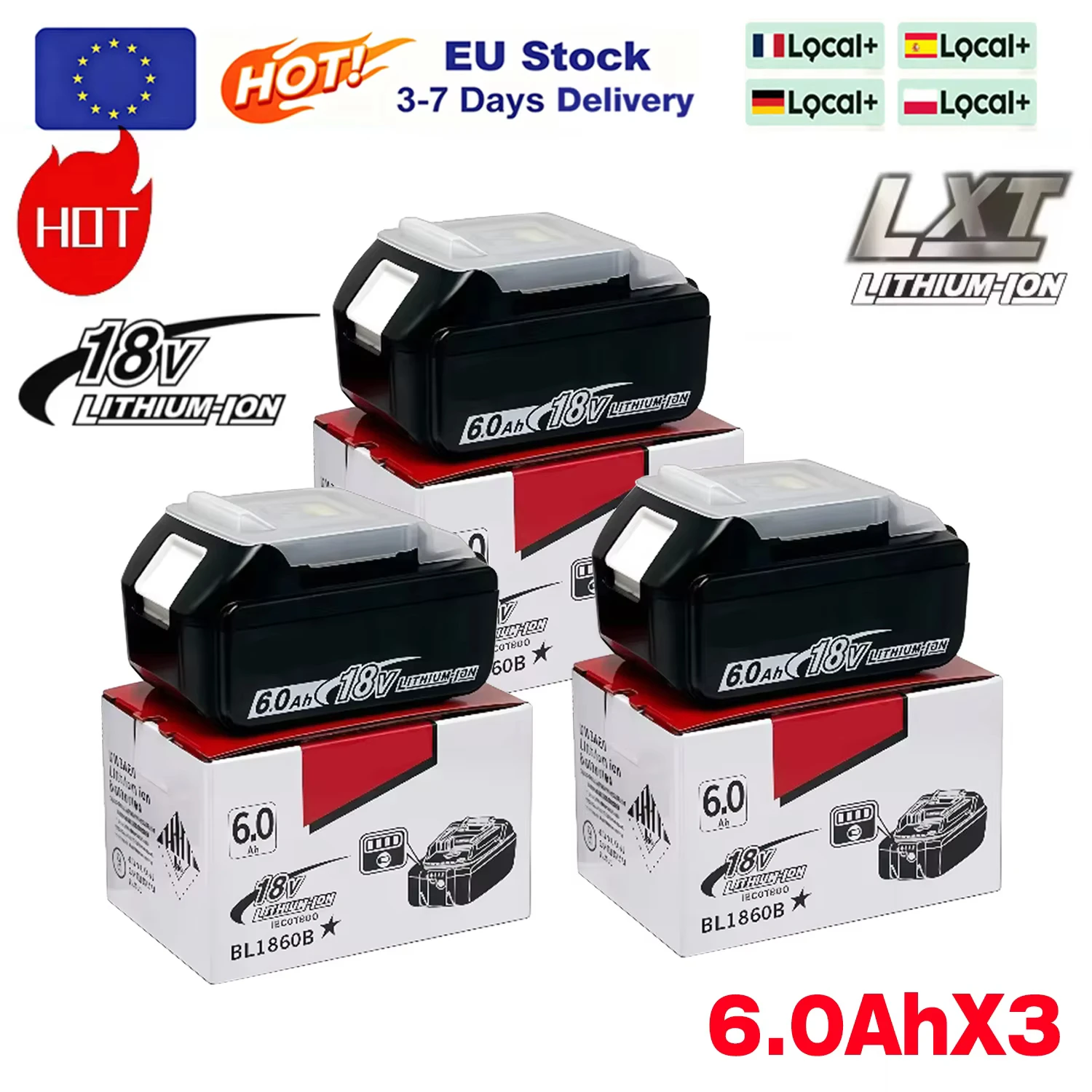 100% Original für Makita Akku 18V 6.0Ah Wiederaufladbarer Li-Ion-Akku Ersatz für Makita BL1830 BL1840 BL1850 BL1860B Elektrowerkzeug-Akku