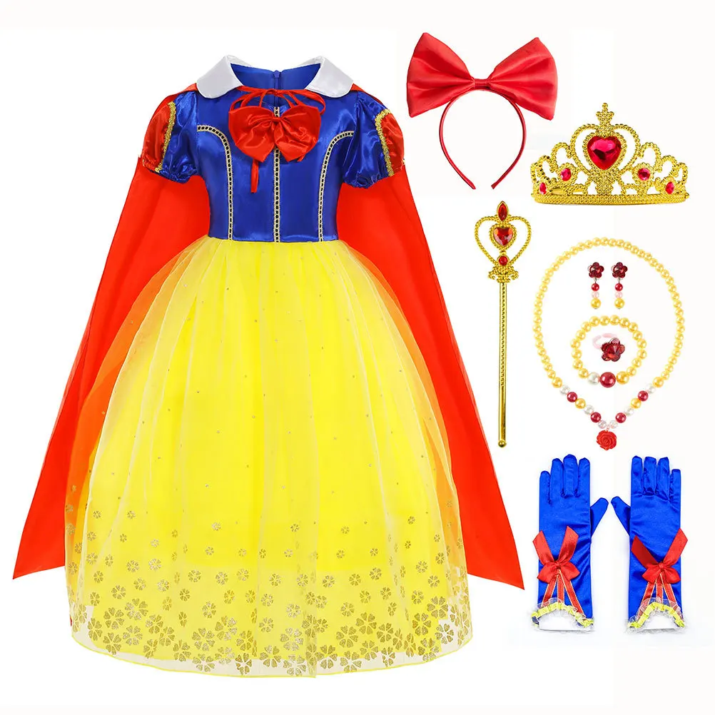 Girl Costume Snow White Princess Dress Cosplay Party Vestidos Ball Gown Girl Dress Up  Carnival Halloween Princess Costume