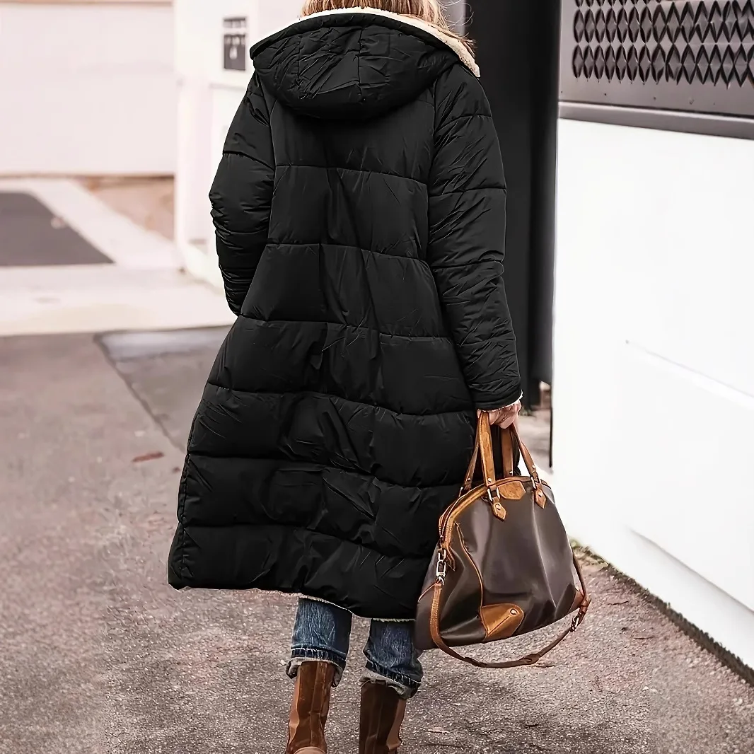 Parka longuette da donna con cerniera solida cappotti a maniche lunghe spesse capispalla tasche casual impiombate giacche Parka elegante ufficio signora invernale