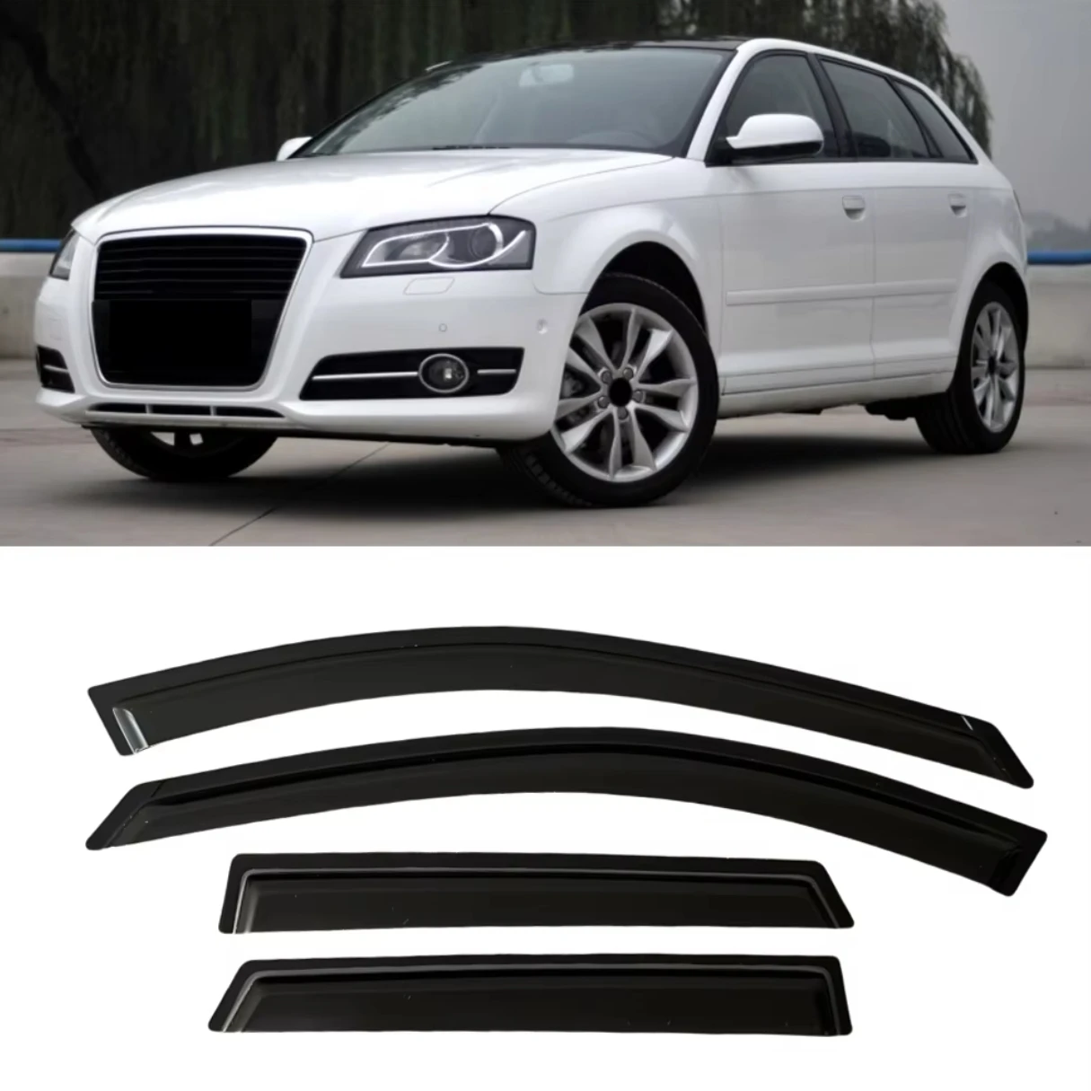 

For AUDI A3 8P Sportback HATCHBACK 2004-2006 2007 2008 2009 2010 2011 2012 Wind Deflectors Rain Guards Door Vent Window Visor
