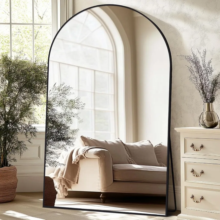 Cermin Ukuran Besar 72x44 Inci untuk Kamar Tidur Ruang Tamu Lemari Dipasang di Dinding atau Cermin Berdiri dengan Bingkai Aluminium