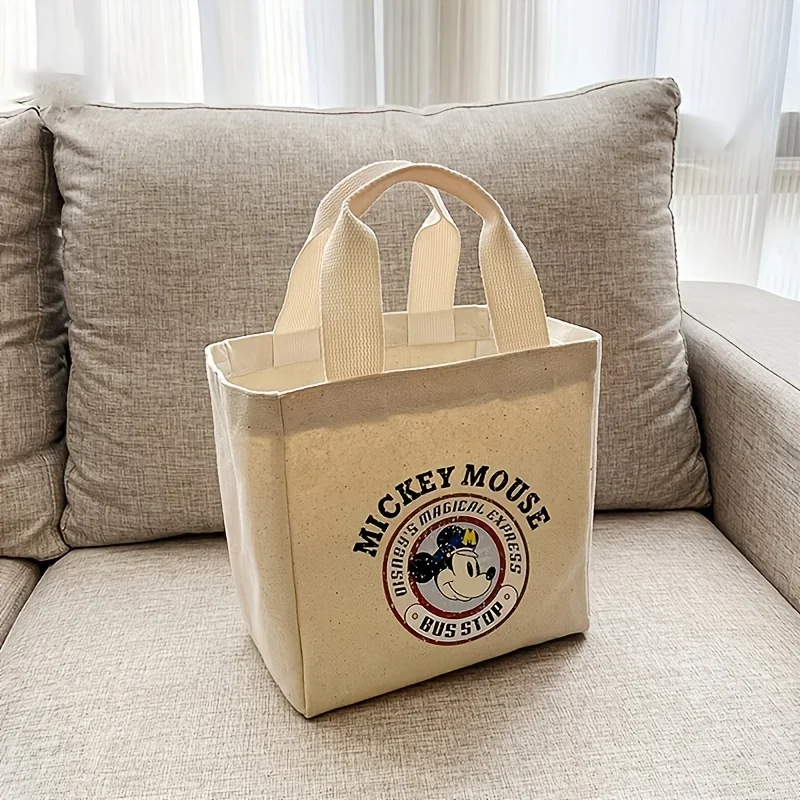 حقيبة يد نسائية كلاسيكية من ديزني ميكي مطبوعة برسوم كارتونية ذات سعة كبيرة حقيبة تسوق صغيرة من القماش للنساء