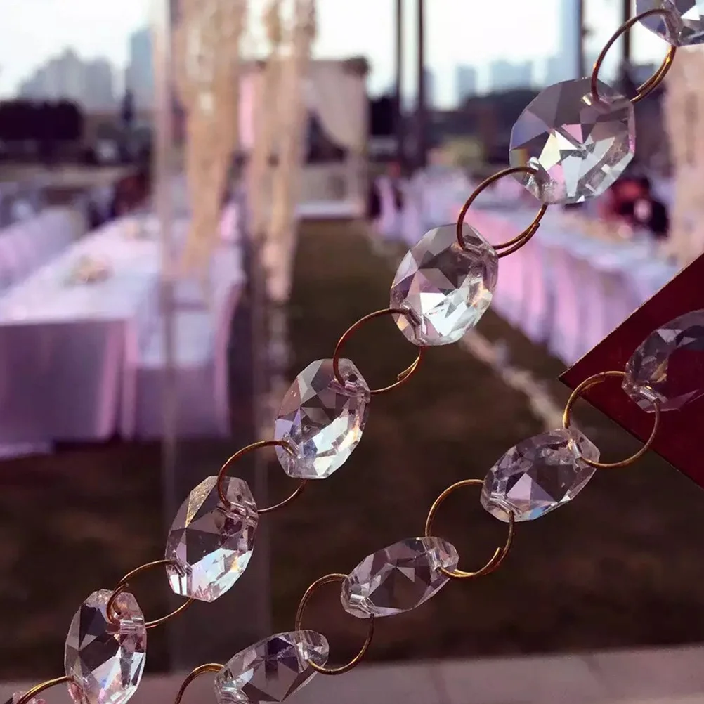 

Acrylic Beads Strand Transparent Octagonal Crystal Clear Beads String Wedding Anniversary Party Decoration Shimmer Curtains