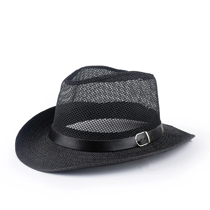 Summer Breathable Mesh Men\'s Top Hat Middle-aged and Elderly Hat English Jazz Hat Hollow Sun Hats