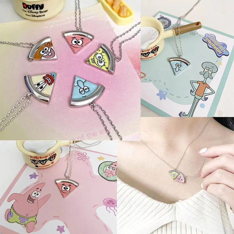 SpongeBob SquarePants Pizza Necklace Anime Male Female High Beauty Alloy Pendant Couple Student Youth Fashion Trend Toy Gifts