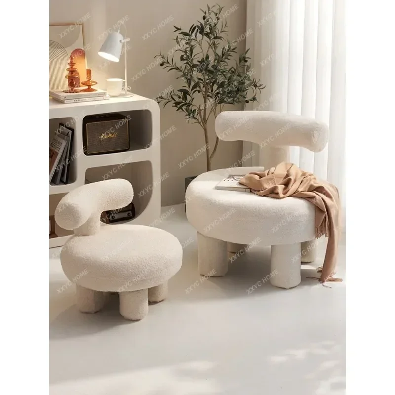 

Lamb Stool Home Living Room Modern Simple Net Red Sofa Children's Low Light Stool Luxury Stool for Shoe