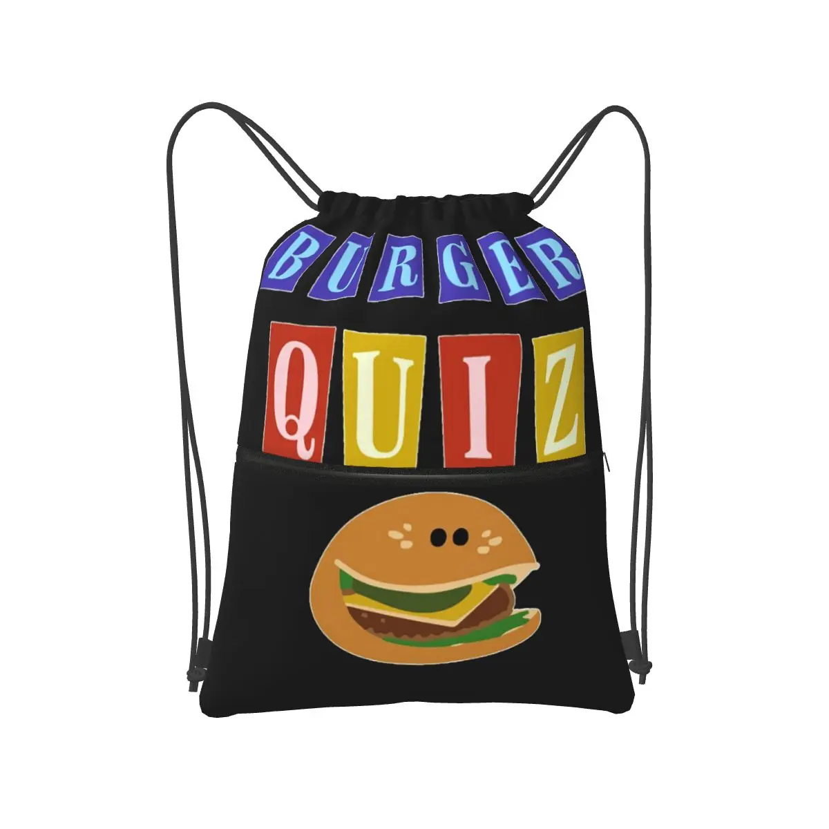 

Burger Quizz New Logo Backpacks Fashion Drawstring Bundle Pocket Sports Bag Book Bags for Travel School