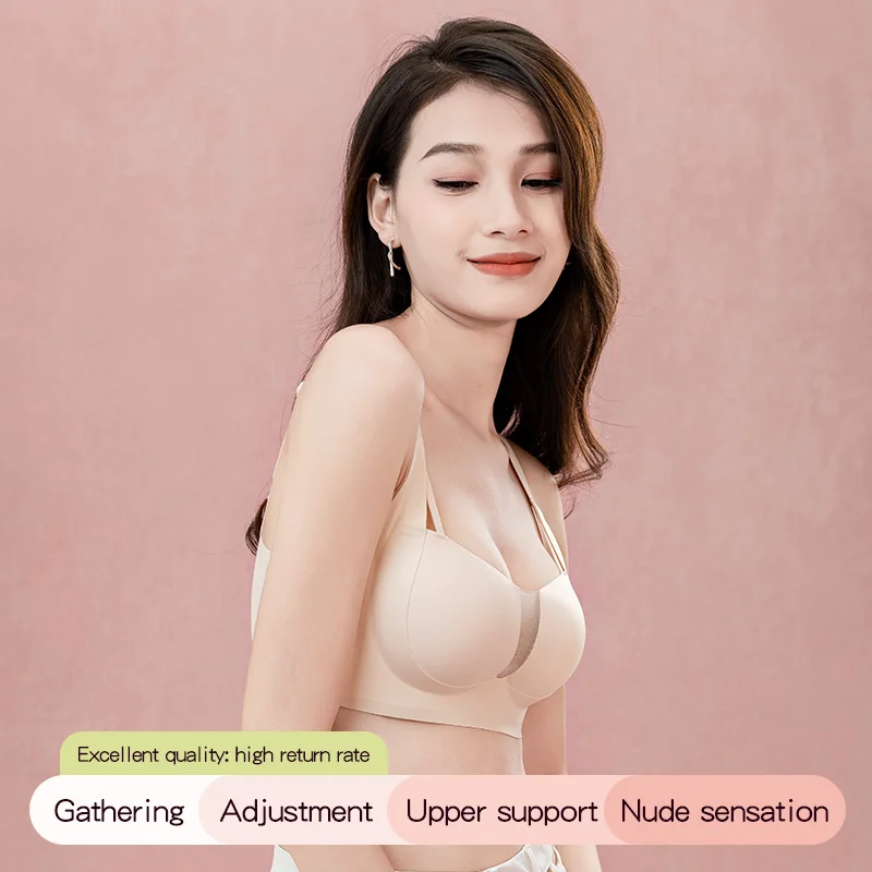 

Sexy Bras Push Up Seamless Underwear Women Solid Color Wireless Lingerie Feamle One-pieces Gather Convertible Straps Brassiere