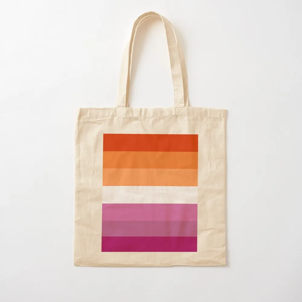 Orange - Magenta Lines // Lesbian Pride Flag // Butch Femme Pride Flag Tote Bag foldable reusable bag Women bags Canvas Tote Bag