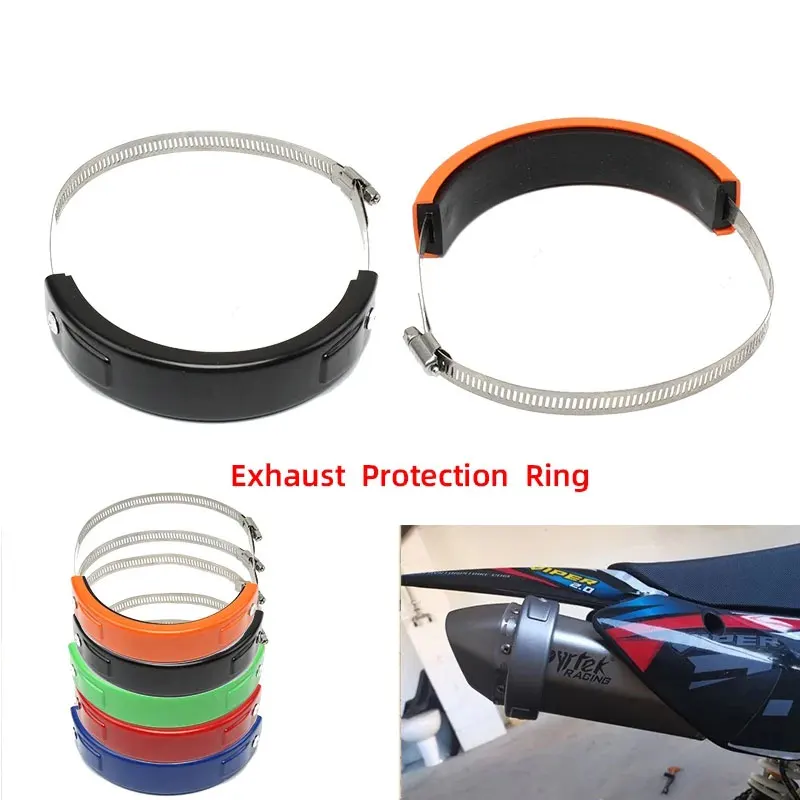 Universa Motorcycle Exhaust Protector 100mm-140mm Oval Can Cover Round Exhaust Guard Cover Exhaust Protector Pipe Fixing Rings