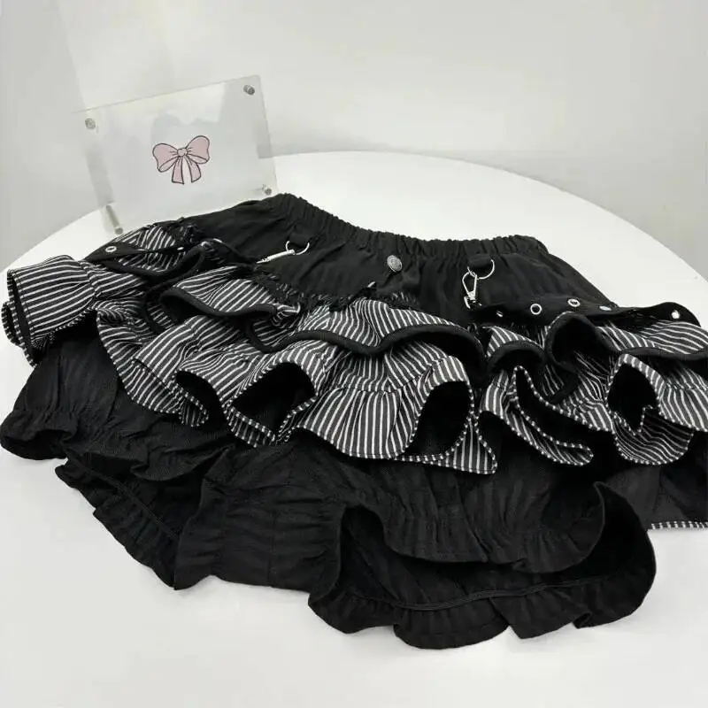 

Японский сладкий Y2k Элегантный комплект из 2 предметов Женская шикарная блузка с длинным рукавом + мини-юбка с рюшами Женский корейский стиль Rave Наряды на день рождения