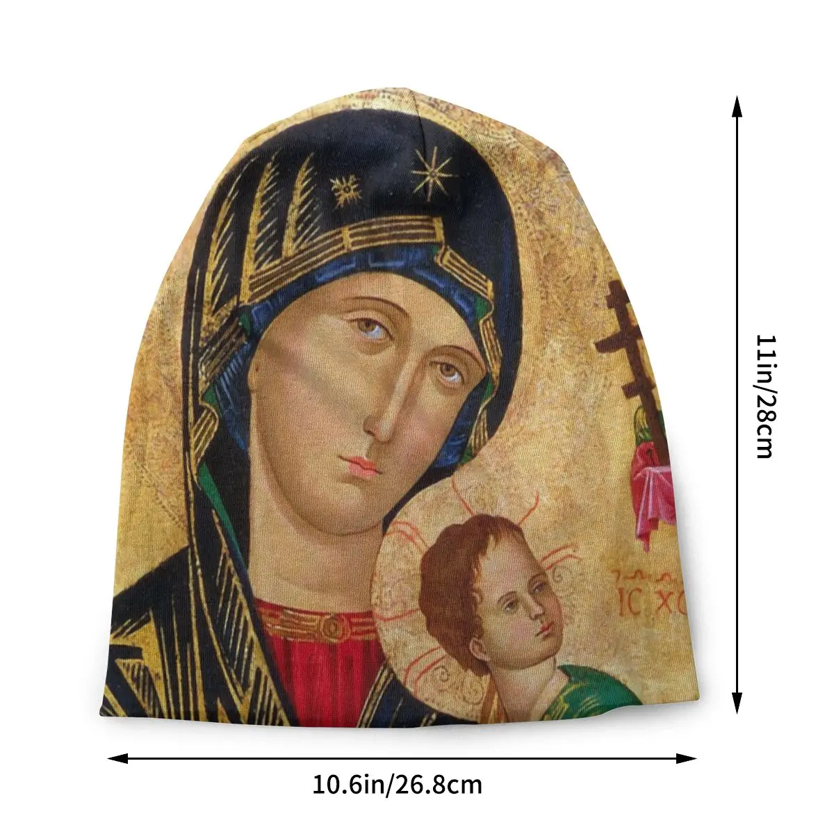 Our Lady Of Perpetual Help Bonnet Beanie Hat Winter Warm Bonnet Femme Knitted Hats Roman Catholic Virgin Mary Beanies Caps