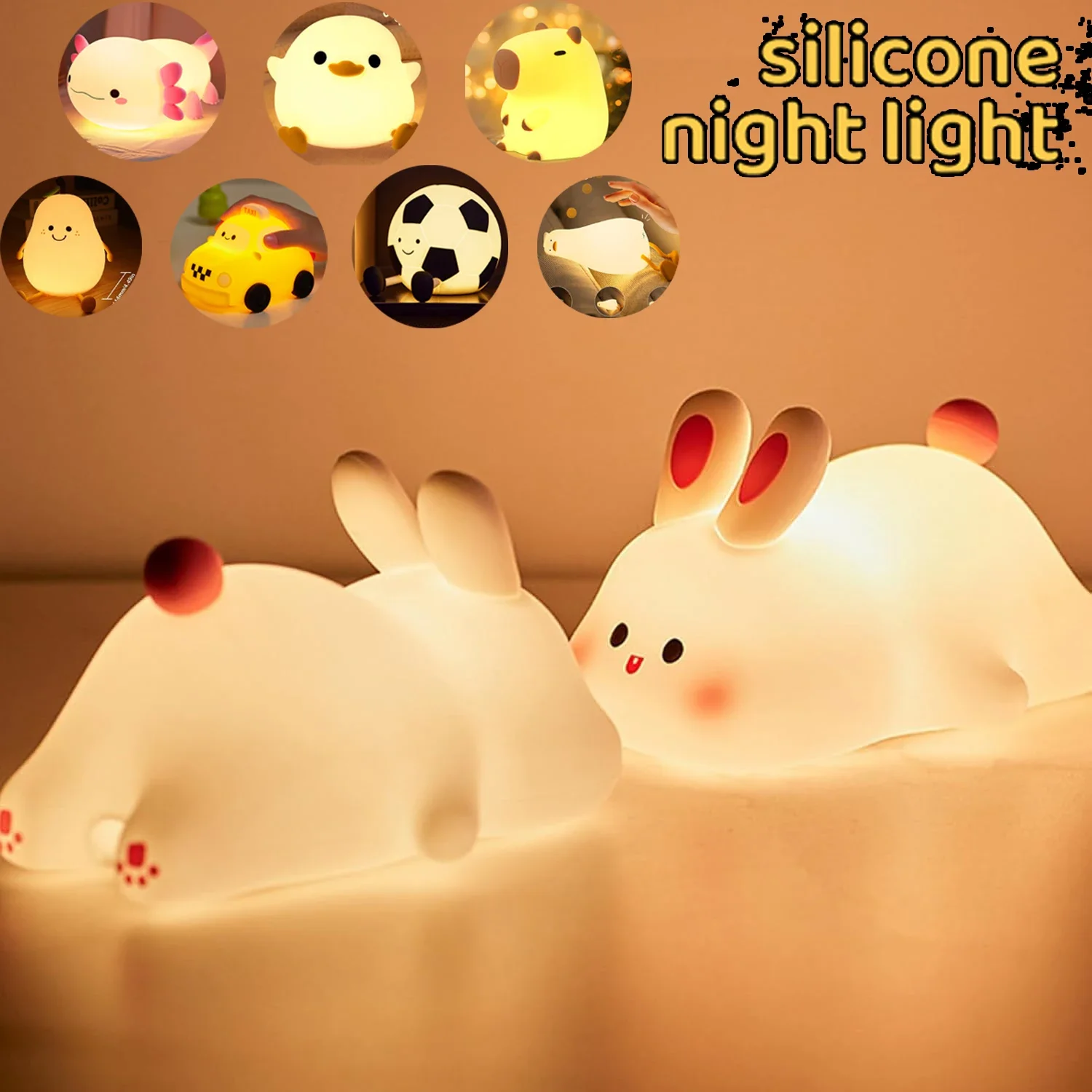 

Soft Silicone Night Light - USB Rechargeable Touch Control 3-Level Dimmable Bedside Lamp for Nursery, Kids, Babies & Gift Decor