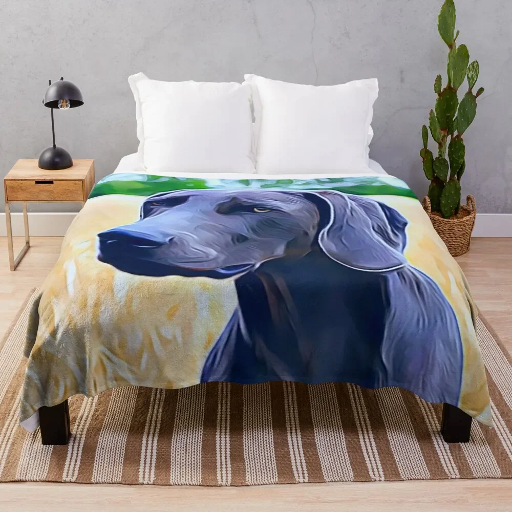 The Weimaraner Hunting Dog Throw Blanket Custom Winter beds Polar Retros Blankets