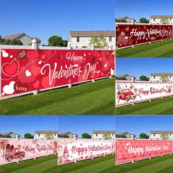 Valentines Day Banner Pink Heart Love Pattern for Valentines Day Anniversary Wedding Party Supplies Indoor Oudoor Home Decor