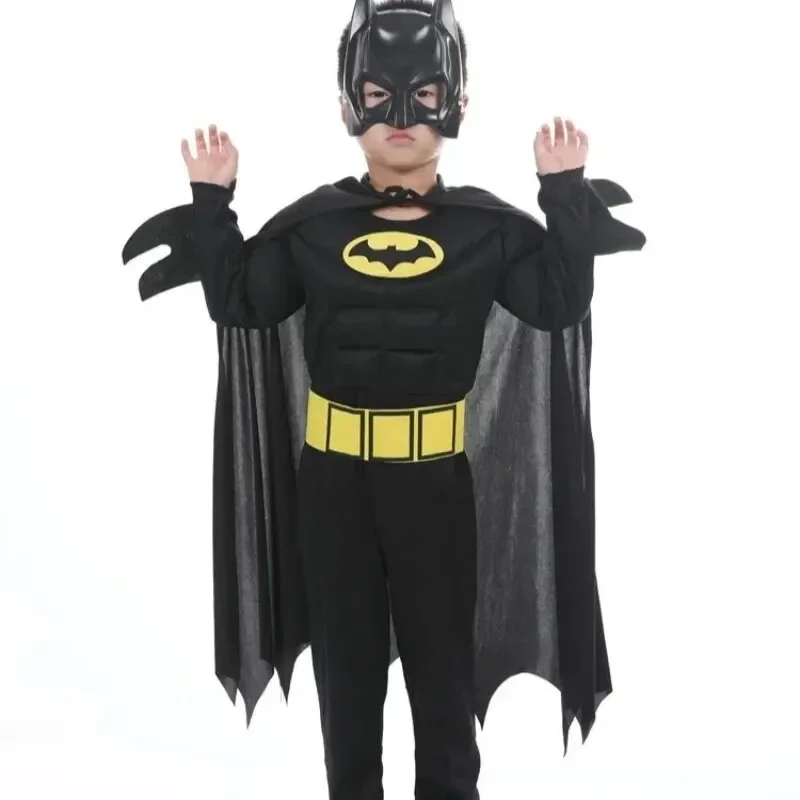 

Boys Muscle Costumes with Mask Cloak Movie Character Superhero Cosplay Halloween Party Role Play