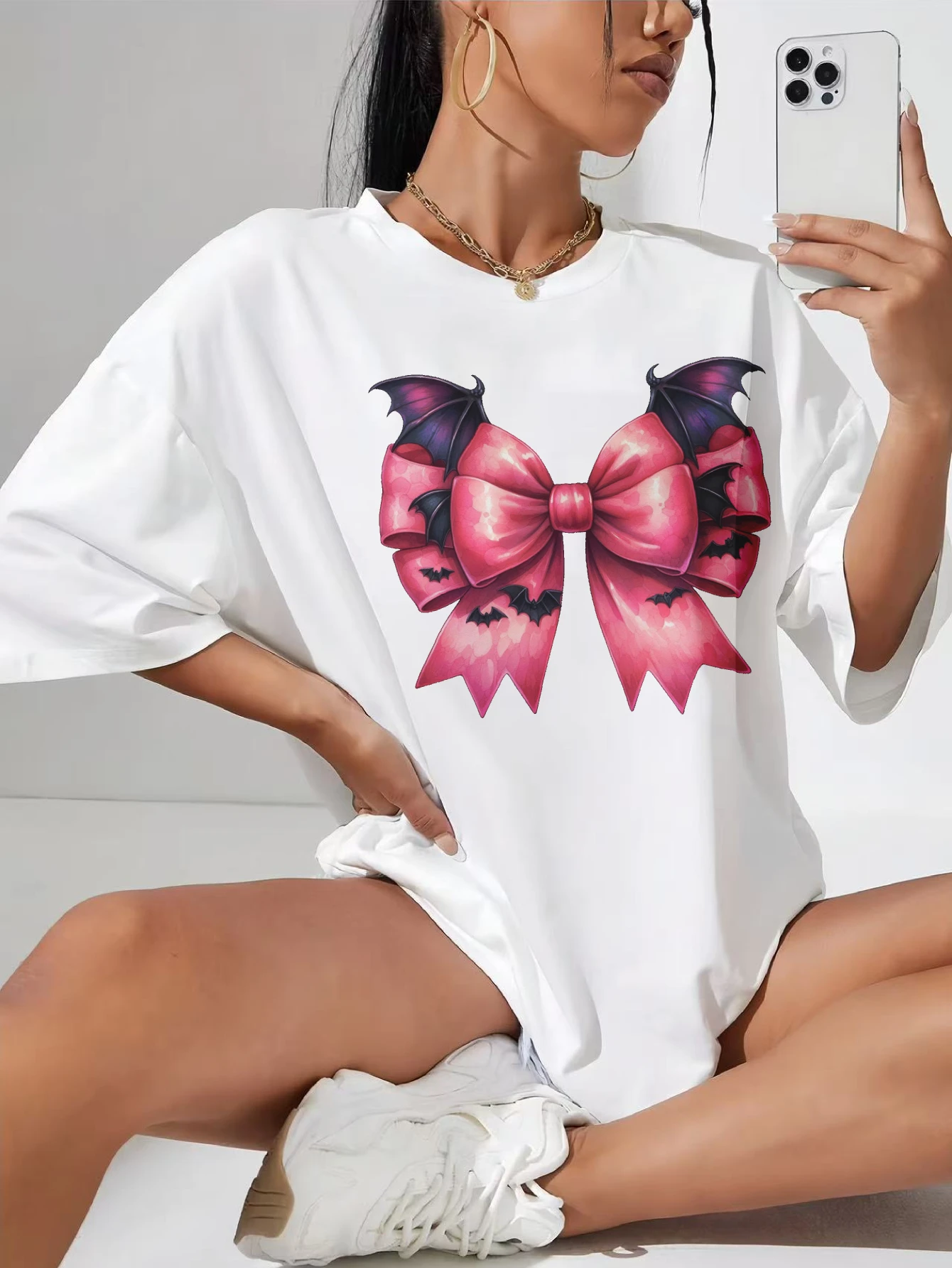 

Pink-Halloween-Clipart-Cute-Halloween autumn white round neck maternity tee soft cotton breathable and bump accommodating