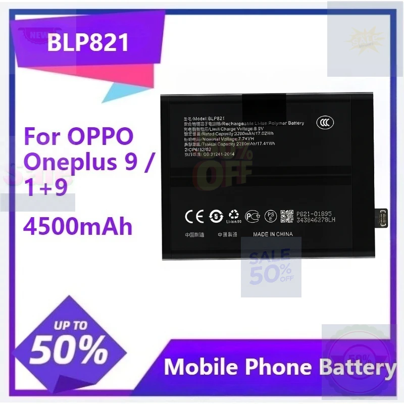 

BLP821 High Quality Replacement Battery for OPPO Oneplus 9 / 1+9 Rechargeable Bateria 4500mAh 17.02Wh