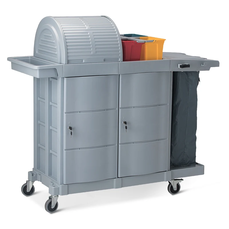 Luxury Multifunction Service Cart With Door For Restaurant Hotel Janitorial Laundry Use Bar Cart Rolling Food Delivery Cart
