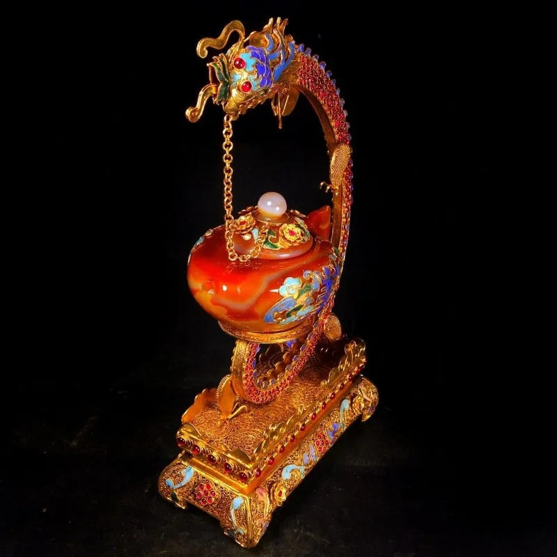 Boutique filigree enamel agate ornament, first-class appearance, purely handmade, exquisite.