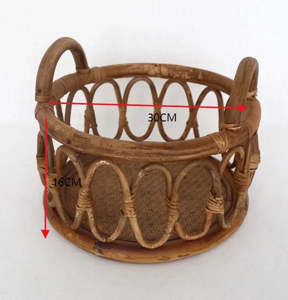 Newborn Photography Props Retro Handmade Woven Baby Rattan Basket Newborn Photography Bed Baby Photoshoot Furniture Accessories