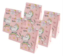 12PCS Unicorn Theme Custom Make Kraft Paper Bag Paper Food Bag for Party Supplies