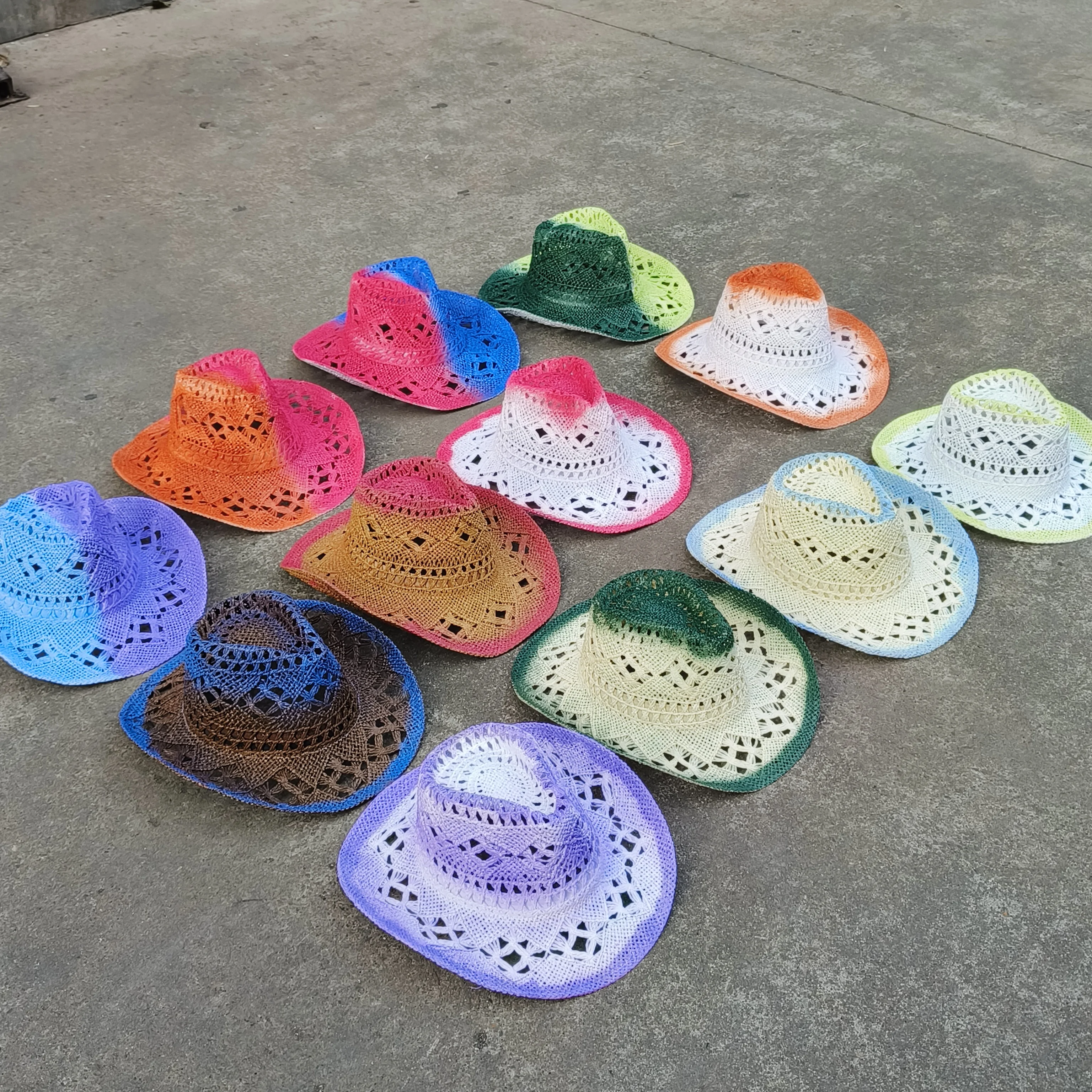 Western Cowboy Straw hat Hollow women Fashion Handknitted straw hat Party Outdoor summer cowboy Sunshade sombrero vaquero hombre