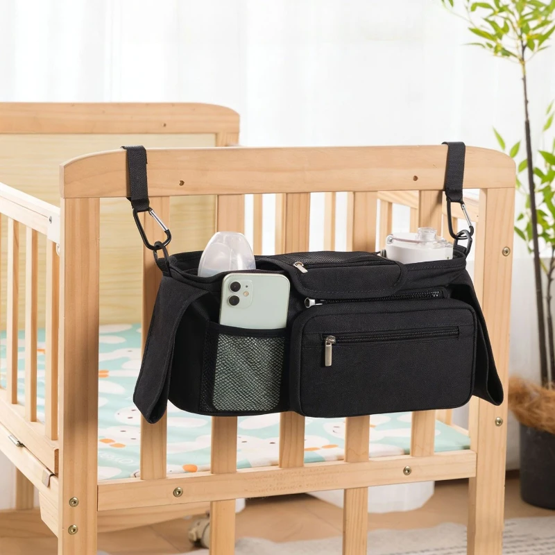 Baby-Kinderwagentasche mit isoliertem Getränkehalter, große Kapazität, Organizer für Kinderwagen, universelle Aufbewahrungstasche zum Aufhängen am Kinderwagen, Wickeltasche. – Detail 7