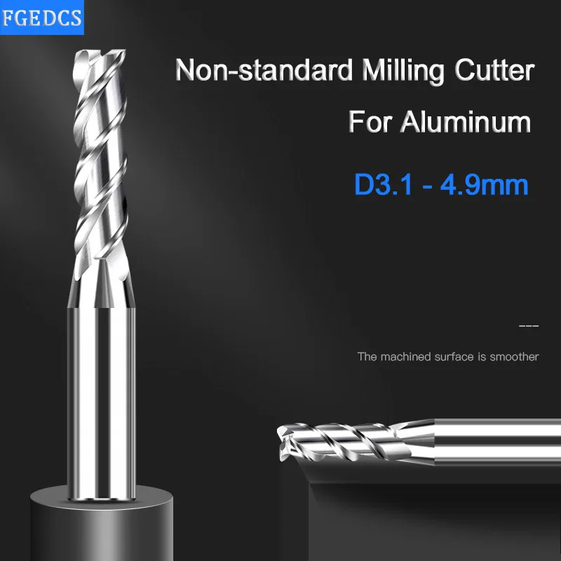 3 Flute End Mill Aluminum 3.2mm 3.3 3.4 3.6 3.7 3.8 3.9 4.1 4.2 4.3 4.4 4.6 4.7 4.8 4.9mm Decimal Point Milling Cutter CNC Tools