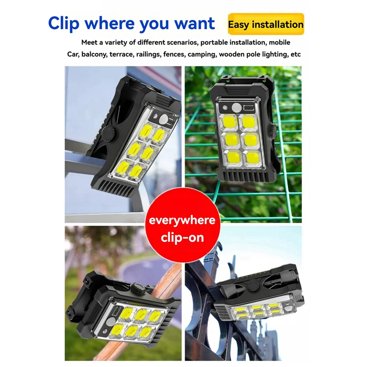 BAAU Solar Charging Garden Clamp Light Solar Motion Sensor Light Balcony Yard Wall Waterproof Sensor Light