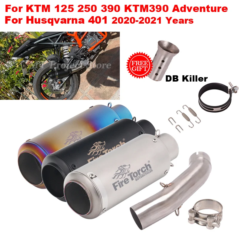 For Husqvarna 401 2020-2021Motorcycle Exhaust Escape With Middle Link Pipe DB Killer For KTM390 Adventure RC390 DUKE 250 390