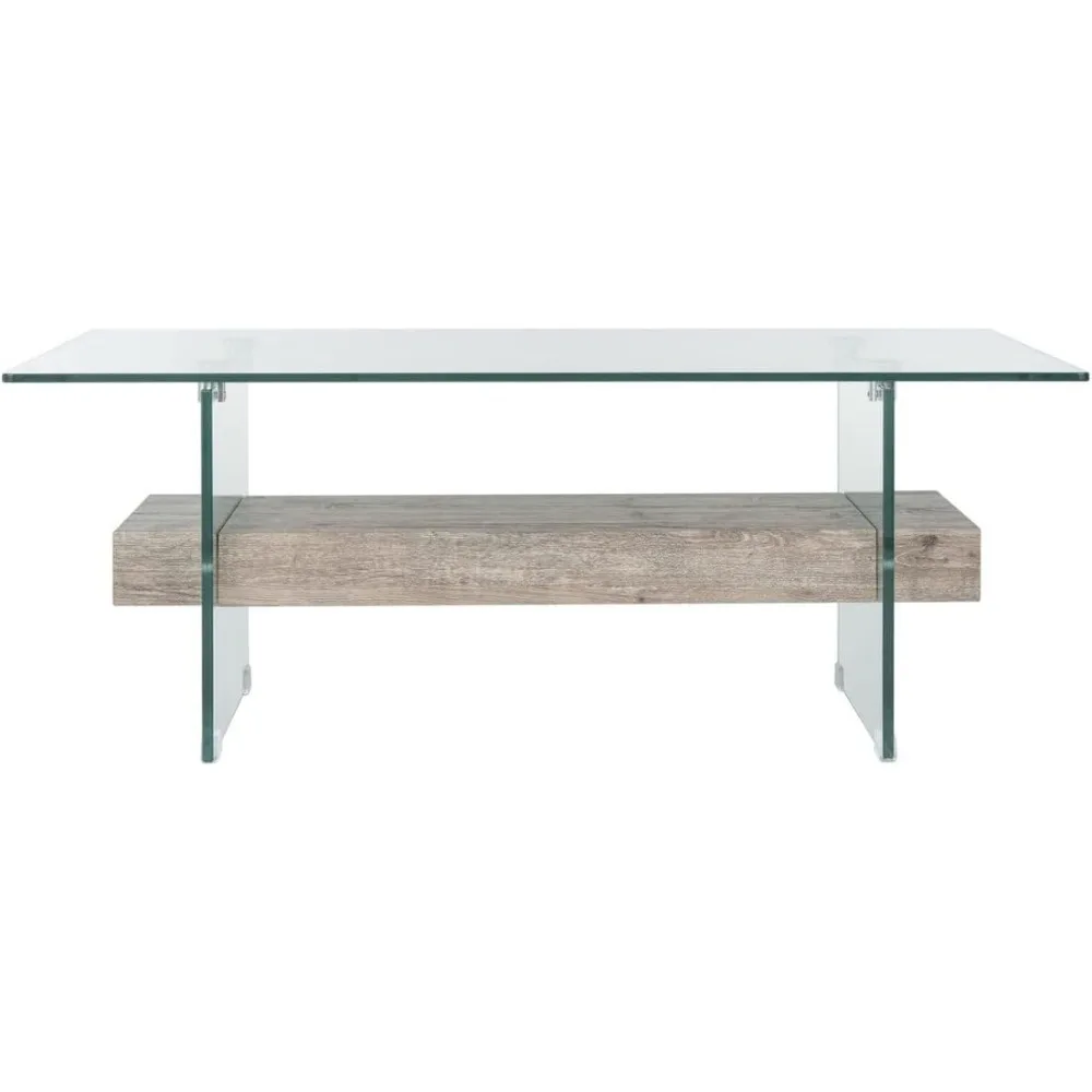Safavieh-Kayley Grey Oak and Glass Coffee Table, Início