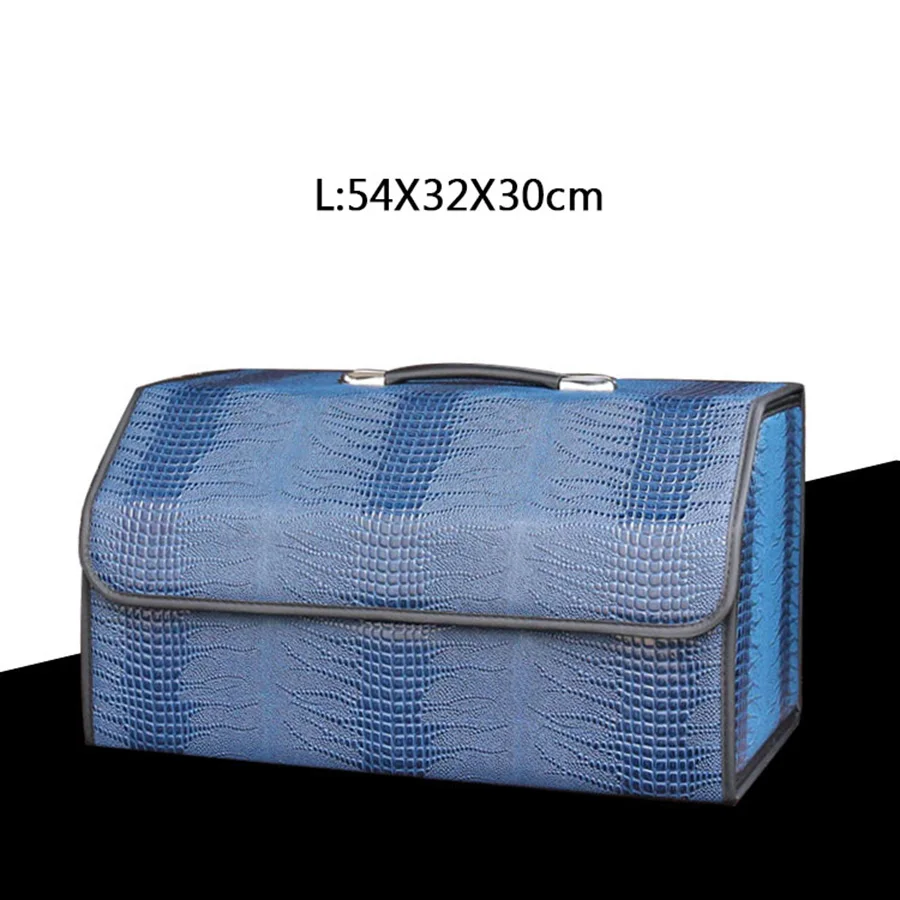 

High-grade Car Trunk Storage Box Crocodile Texture Folding Organizing Sundries Leather Large Storage Bag Waterproof Accessories