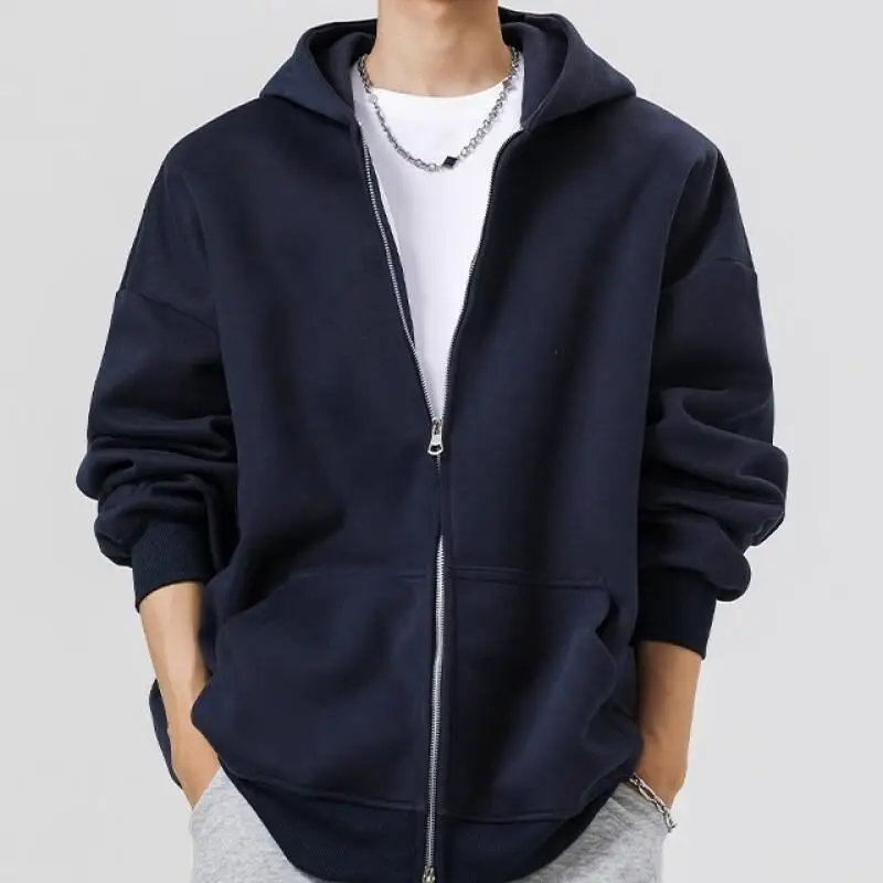 الرجال سستة هوديس الخريف الشتاء الرجال طويلة الأكمام مقنعين البلوز أزياء الذكور عارضة الزي ملابس رياضية فضفاضة تناسب هوديي #2