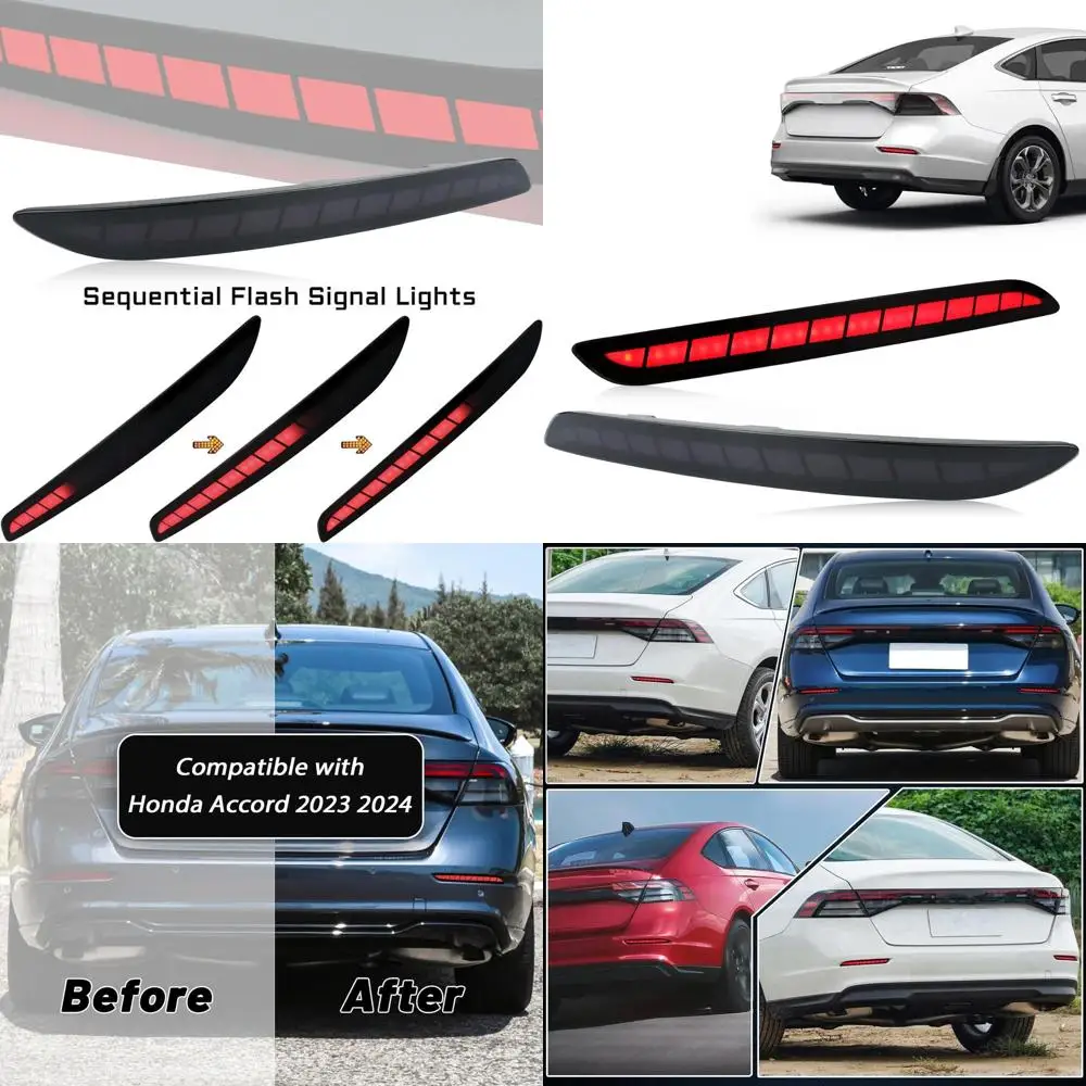 

3-в-1 дымчатый светодиодный задний отражатель, комплект противотуманных фар бампера для Honda Accord LX EX Sport Hybrid 2023-2024 гг.