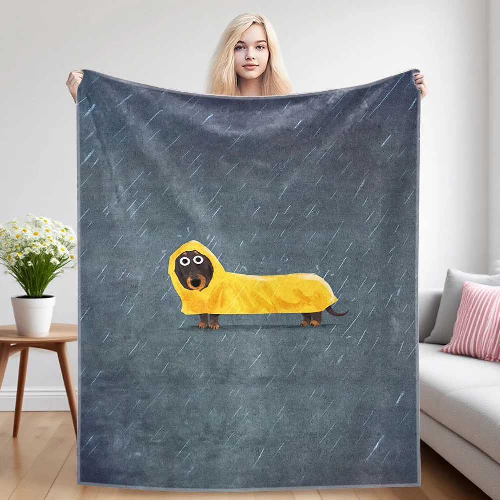 Rain Pup Flannel Blanket Warm Soft Halloween Christmas Couch Warm Cozy Decorative Decor Gift for All Season