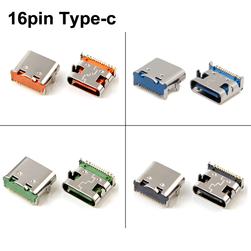 

10pcs USB-3.1 SMD 16Pin Type-C Female Connector Socket USB C Interface For Mobile Phone Charging port socket DIY