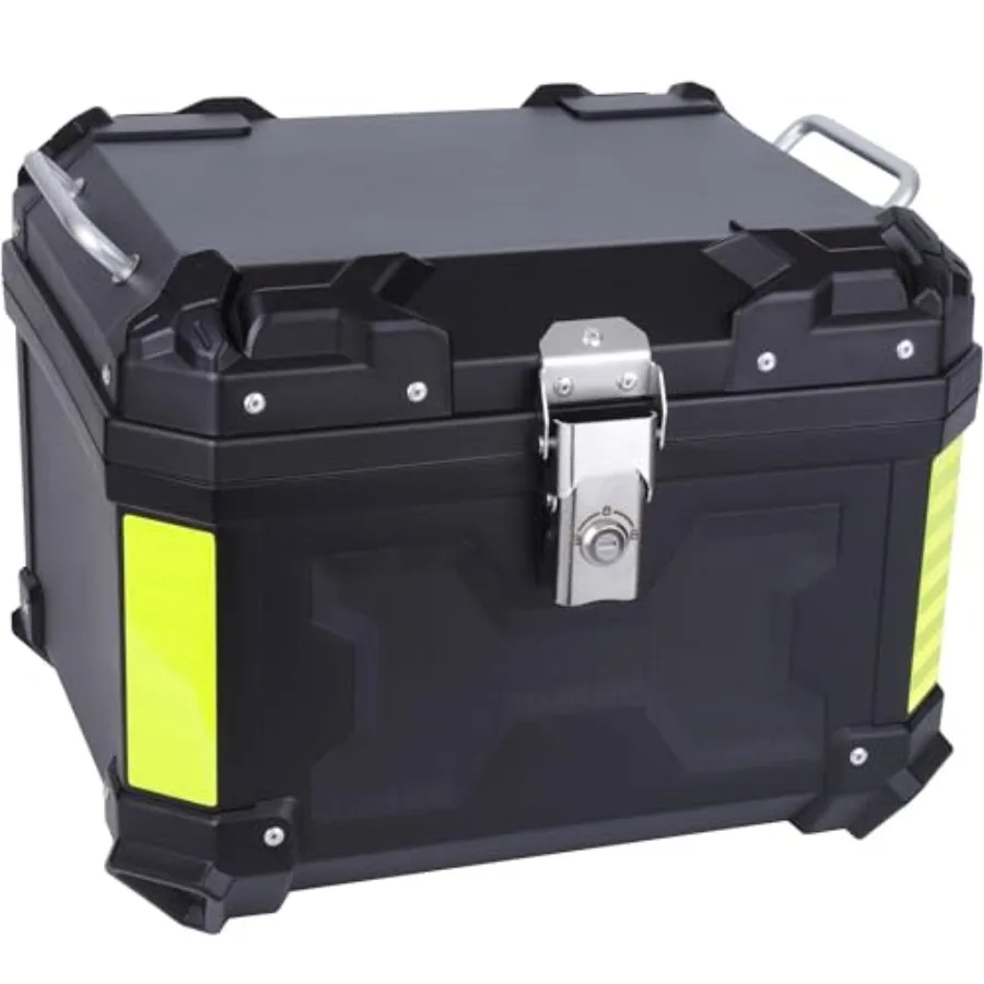 

Motorcycle Top Case 45L Trunk Tail Box Bag for Outdoor Riding Aluminum Alloy Frame with Black Leather Lining Anti-Theft Lock Ba